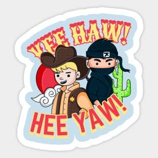 Cowboy Vs Ninja Showdown Sticker